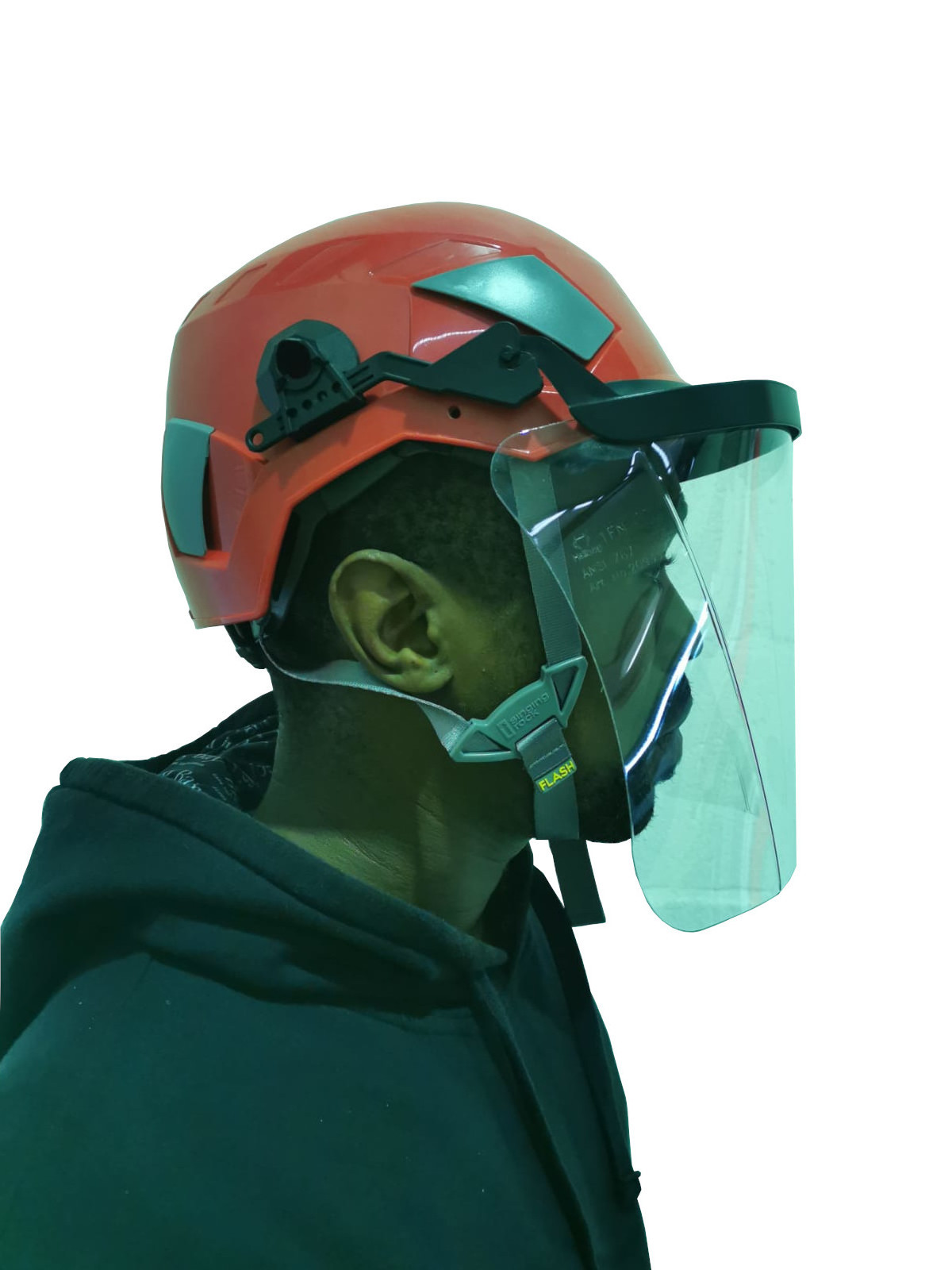 Untitled clear visor hellberg safety mounted on a helmet
